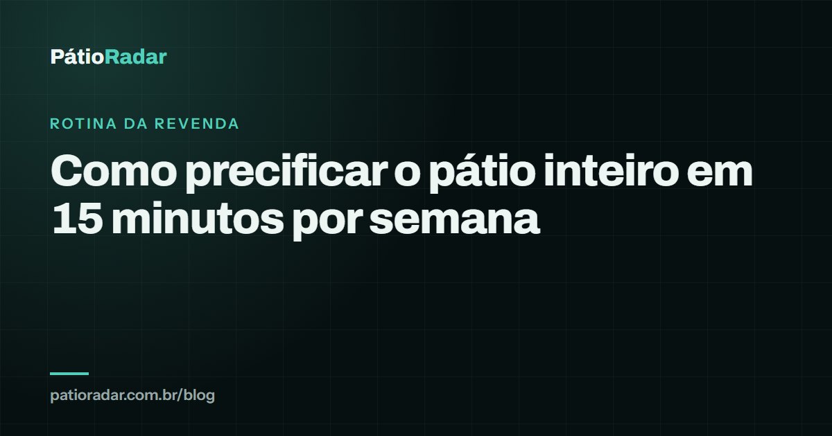 Como precificar o pátio inteiro em 15 minutos por semana